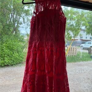 Adelyn Rae Vibrant Pink Lace Dress